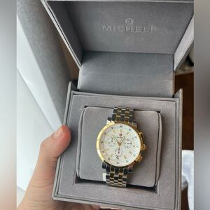 Michele Quartz Diamond Sport Sail two tone silver/ gold watch MWW01C000140